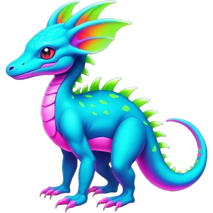 Tropical futuristic lush neon Fionbri-Vernid-creature (full body) emoji
