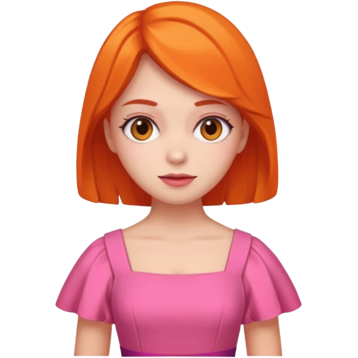 Sally stageplay wearing a pink and orange dress emoji