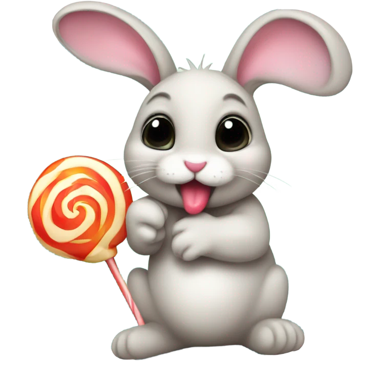 baby bunny licking lollipop  emoji