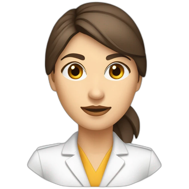 Femme coupe carré brune blanche de peau yeux noisette visage mi rond mi triangulaire air attendrissant corp de taille moyenne emoji