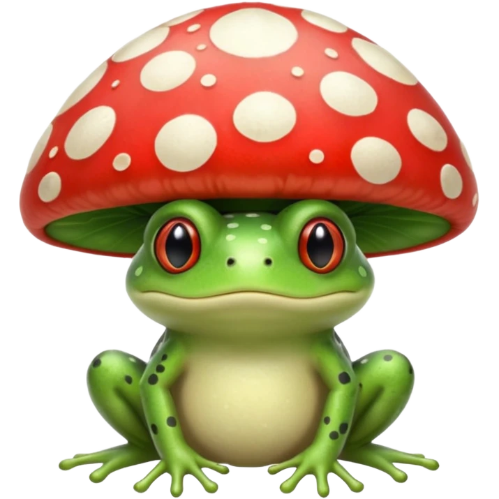 frog wearing a mushroom hat emoji