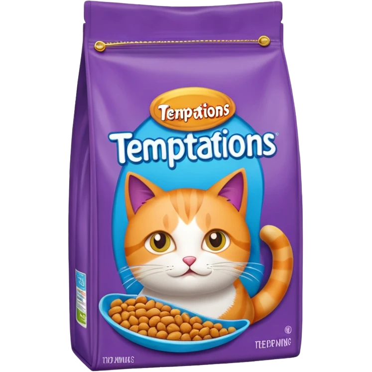 Temptations, plastic bag, cat food emoji