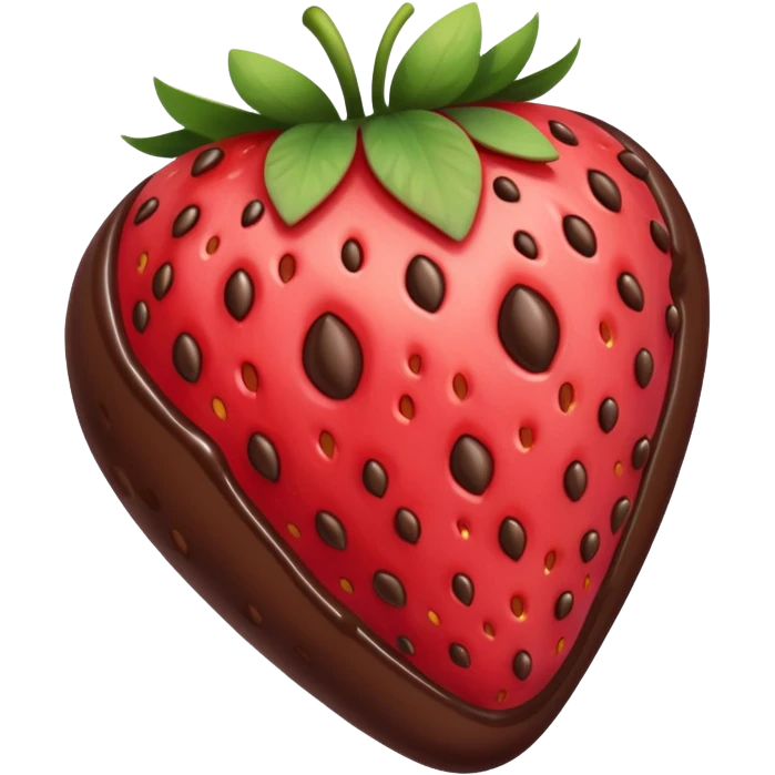 strawberry halfway covered in chocolate emoji
