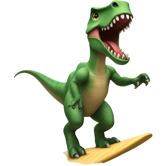 Dinosaur surfing emoji