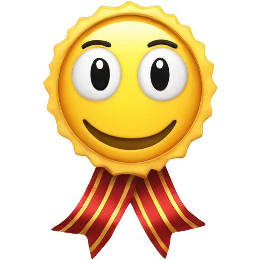 first award badge with a smile emoji