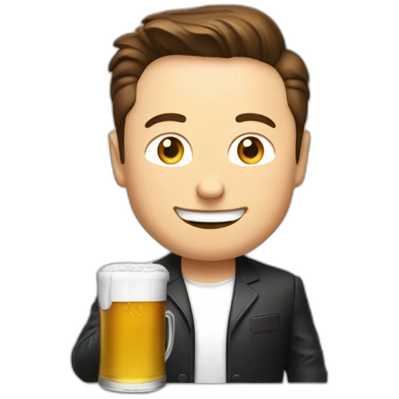 Elon musk qui boit une bière  emoji
