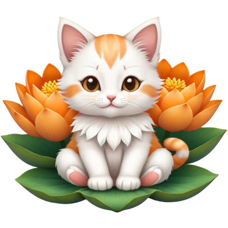 Kitten sitting on lotus flower emoji