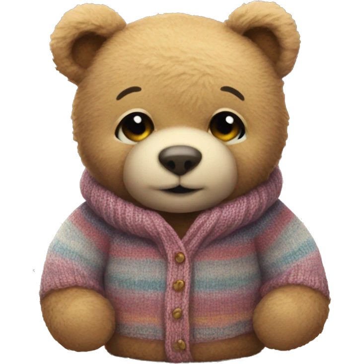 Original teddy bear super cute with cozy sweater emoji