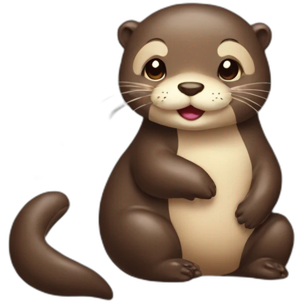 cute mom otter take a chocolate emoji
