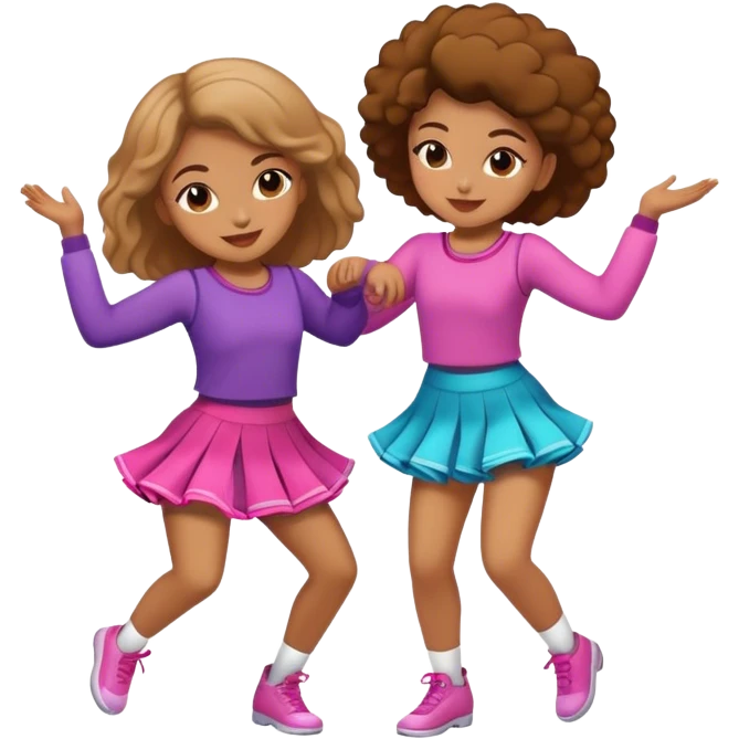 Two girls dancing in fun clothes emoji