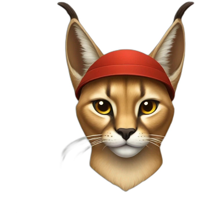 Caracal cat with Soviet ushanka hat emoji