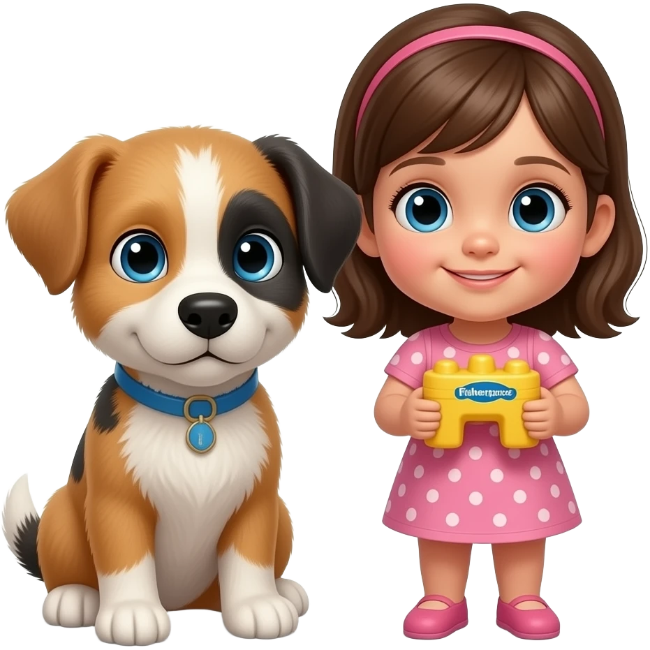 Puppy and sis fisher price emoji