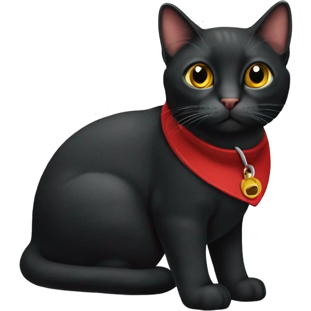 Gato Negro de collar rojo emoji