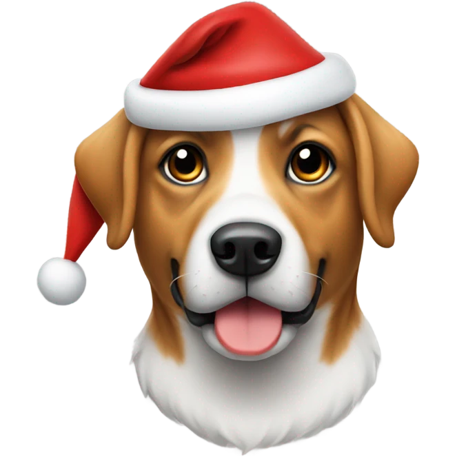 Dog wearing Santa hat emoji
