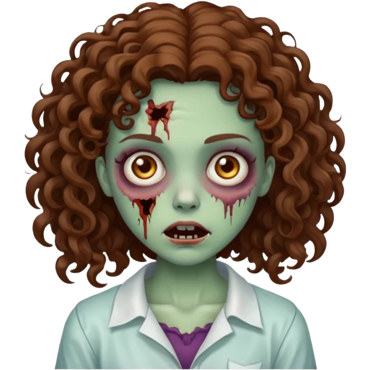 zombie girl curly brown hair emoji