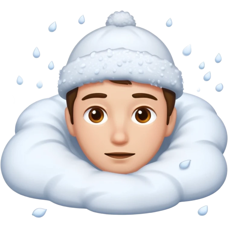 a man laying on snow and covered with snow emoji