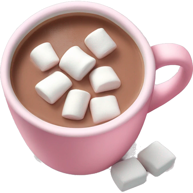 Light Pink mug of hot chocolate with marshmallows  emoji