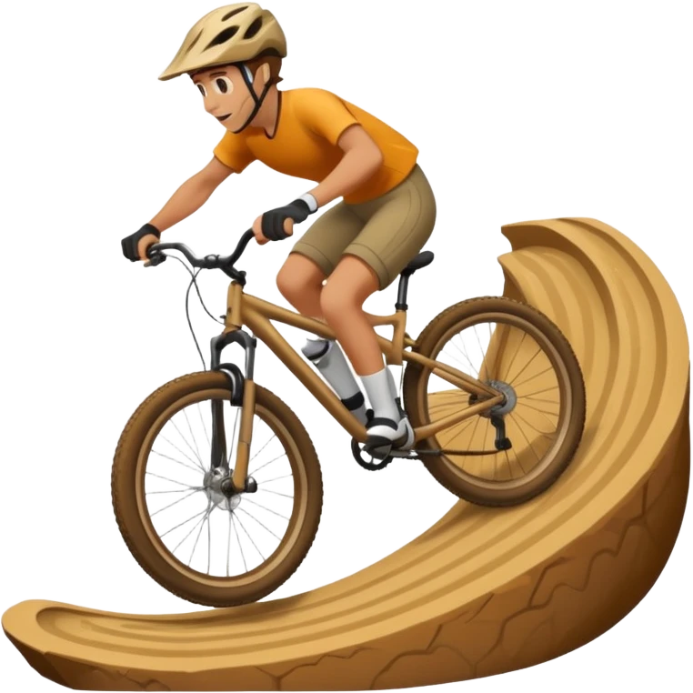 Pumptrack track and rider riding a hilly on the backwheel emoji
