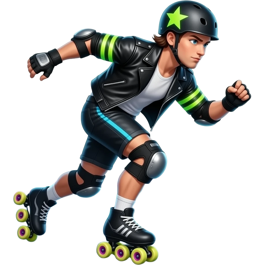 Rollerderby jammer. And in skate style. Like cool and hip not chic. And more in action. And with the star on the head emoji