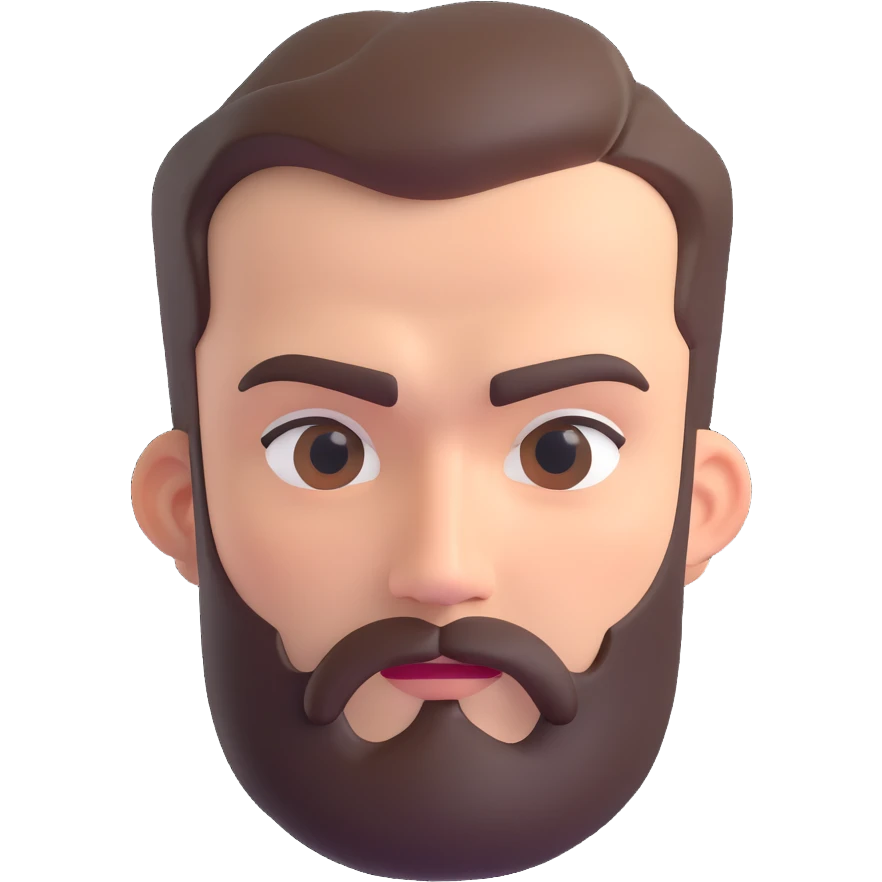 
<emoções>
{{Passar o sentimento de satisfação, de felicidade e leveza}}  
</emoções>

<elementos_visuais>
{{Um homem com barba média, cabelo curto e expressões fortes. De preferencia só um rosto flutuante}}  
</elementos_visuais> emoji
