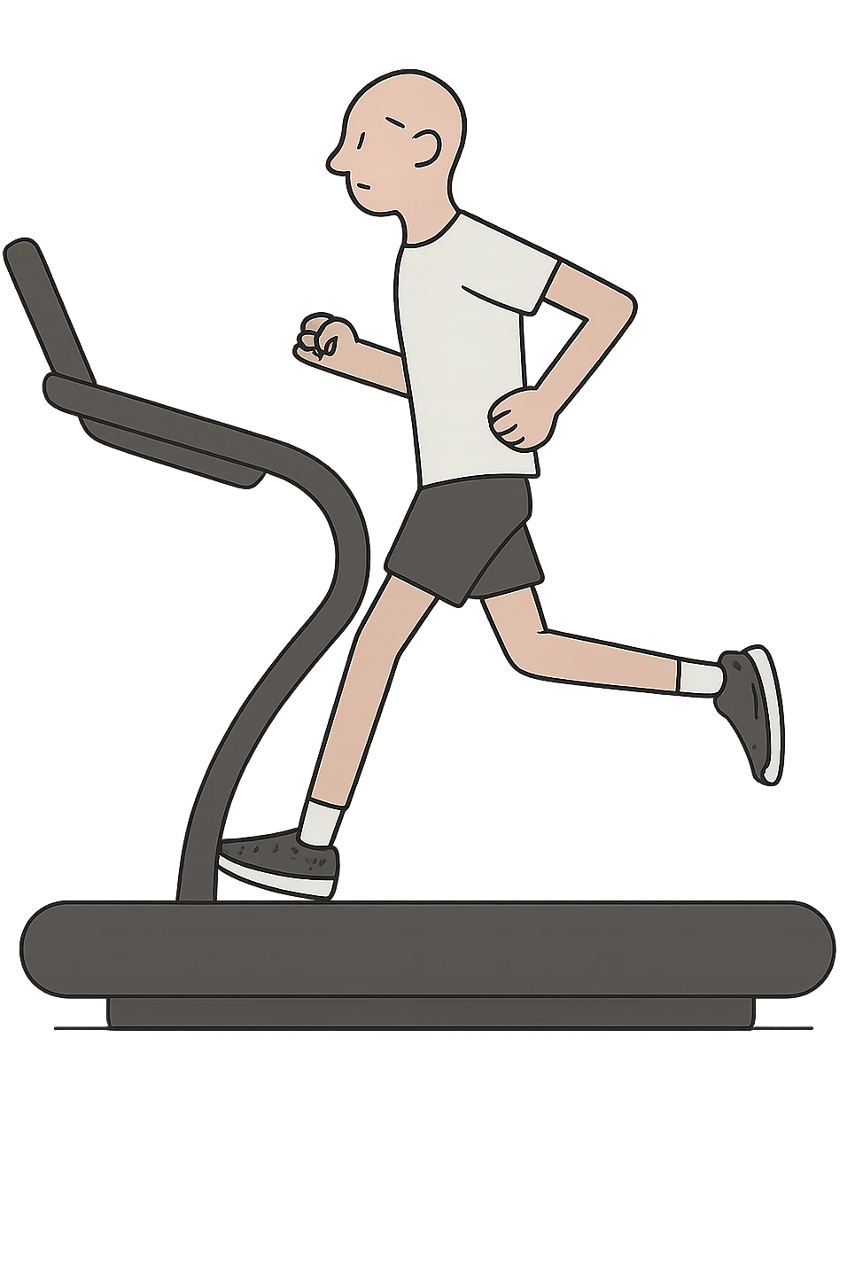 uomo che corre sul tapis roulant ma è secco e senza muscoli. emoji