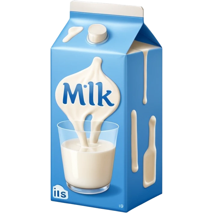 blue and white milk carton with milk label emoji
