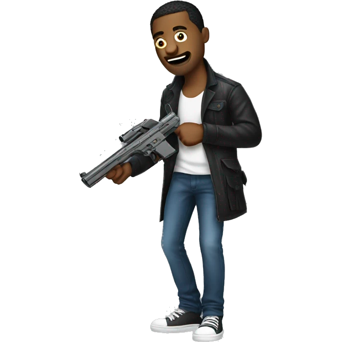funny meme with stylish guy with gun emoji