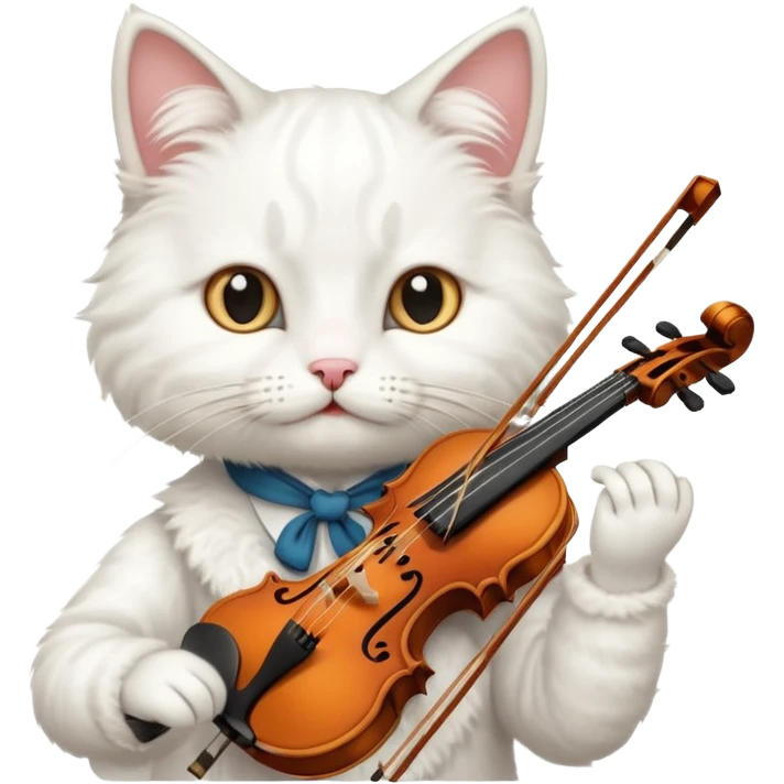 white cat play violin emoji