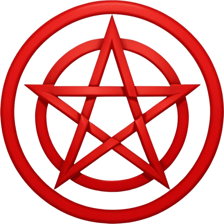Inverted (point facing down), encircled pentagram, red. One circle, no additional colors. emoji