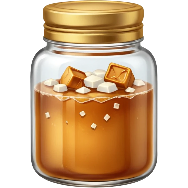 Salted caramel jar with small peaces of salt and without face emoji  emoji