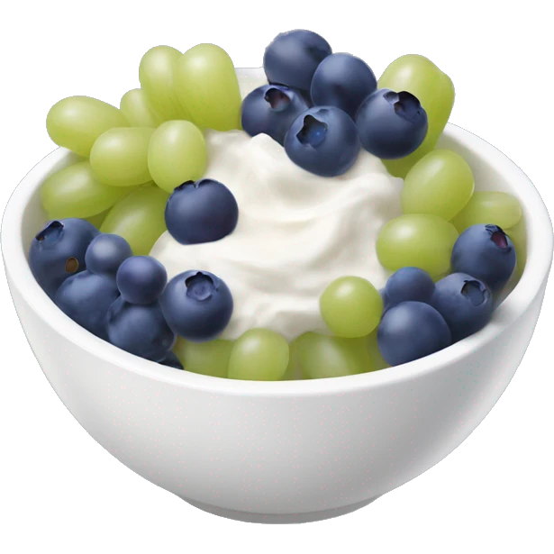 yoghurt bowl with grapes and blueberries emoji