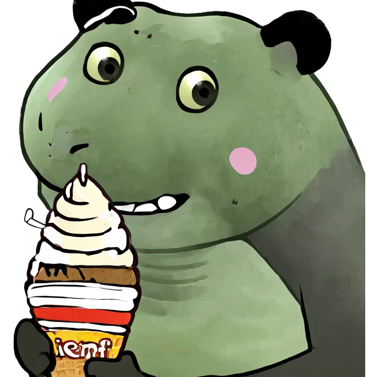 Panda eating ice cream emoji