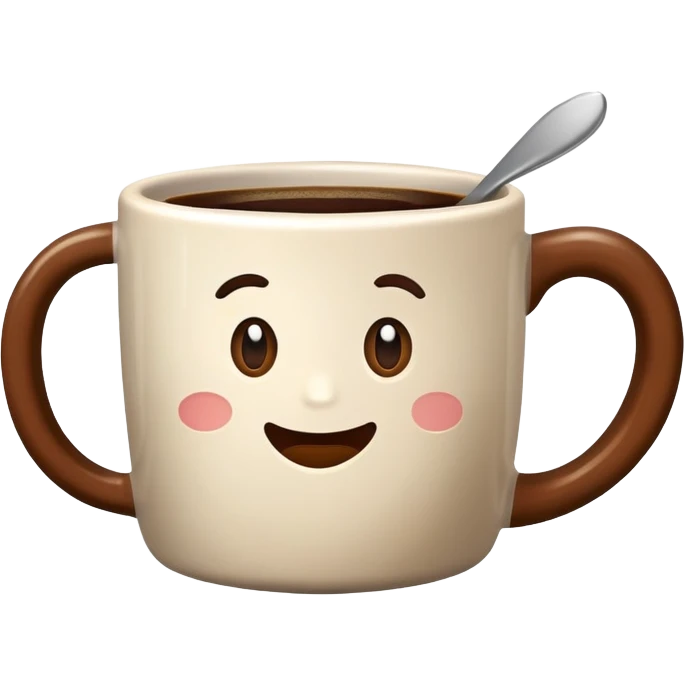 mug with coffee, dont ad face, eyes, mouth emoji