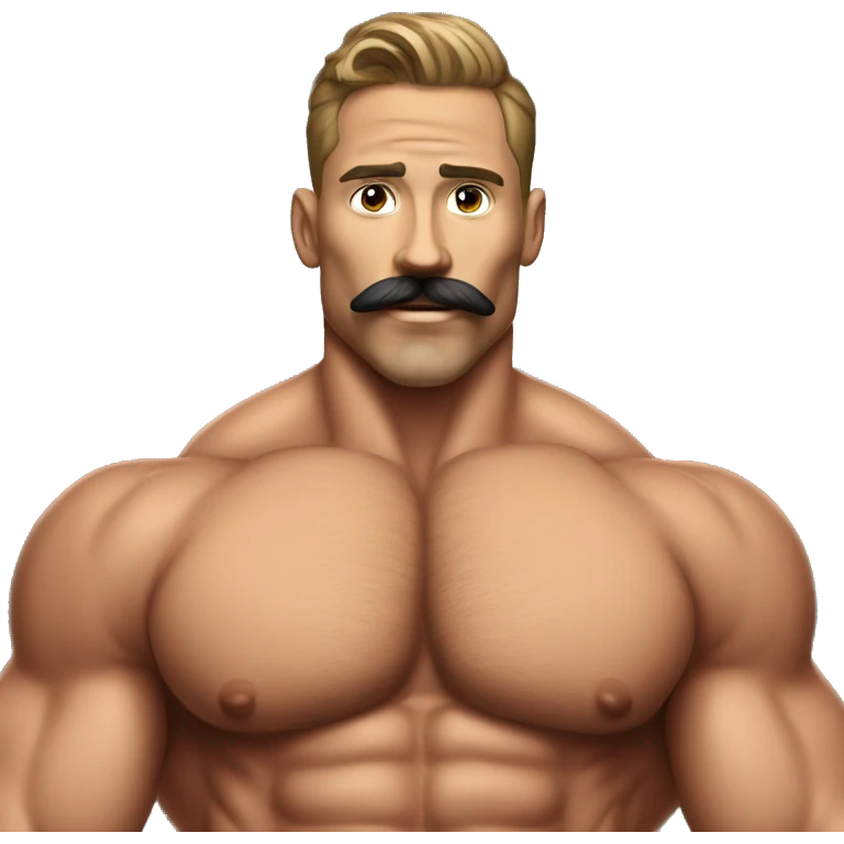 gay bodybuilder with mustache in jockstrap realistic emoji