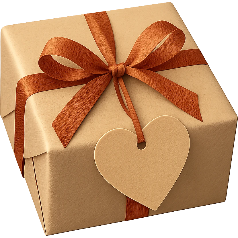 gift box with a heart tag emoji