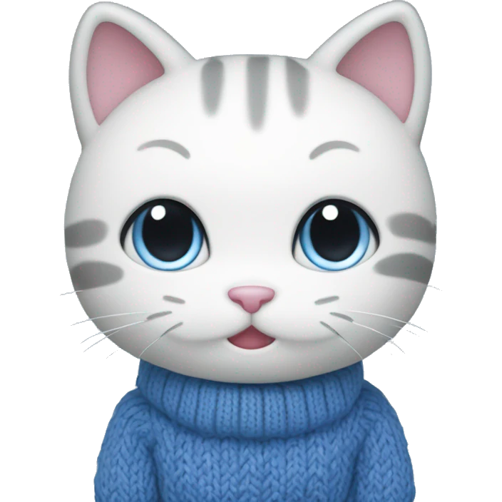 kitty(sanrio character) wearing blue knit emoji