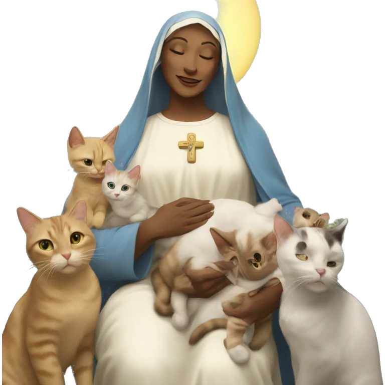 Mother Mary with cats  emoji