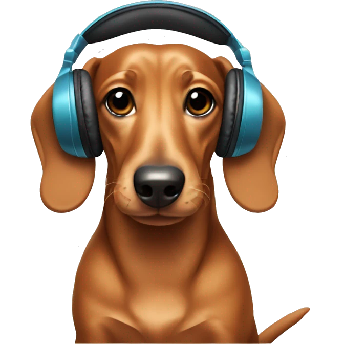 Dachshund wearing headphones emoji