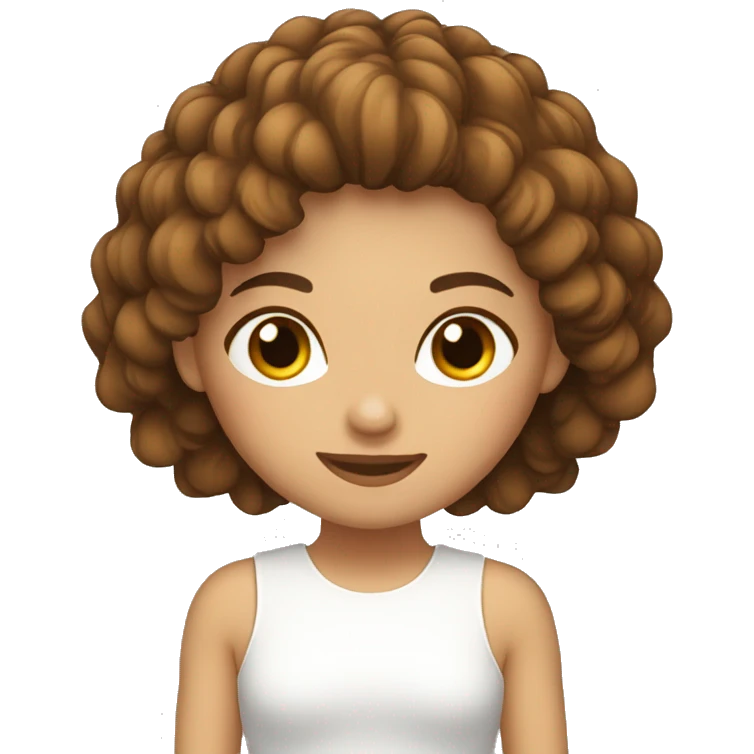 Chica blanca con pelo marron con fleco emoji