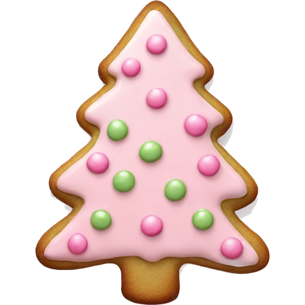 christmas tree cookie with light pink icing emoji