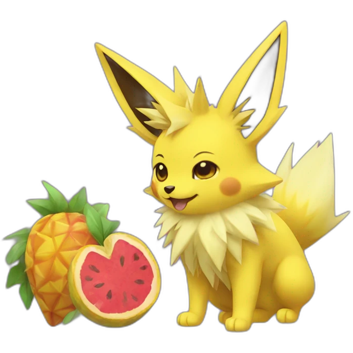 Jolteon eating a fruit emoji