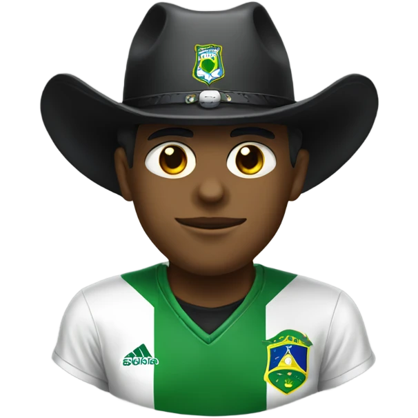 goth person wearing cowboy hat and brazil soccer jersey  emoji