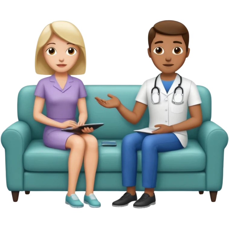 Therapist couch with therapist and patient talking  emoji