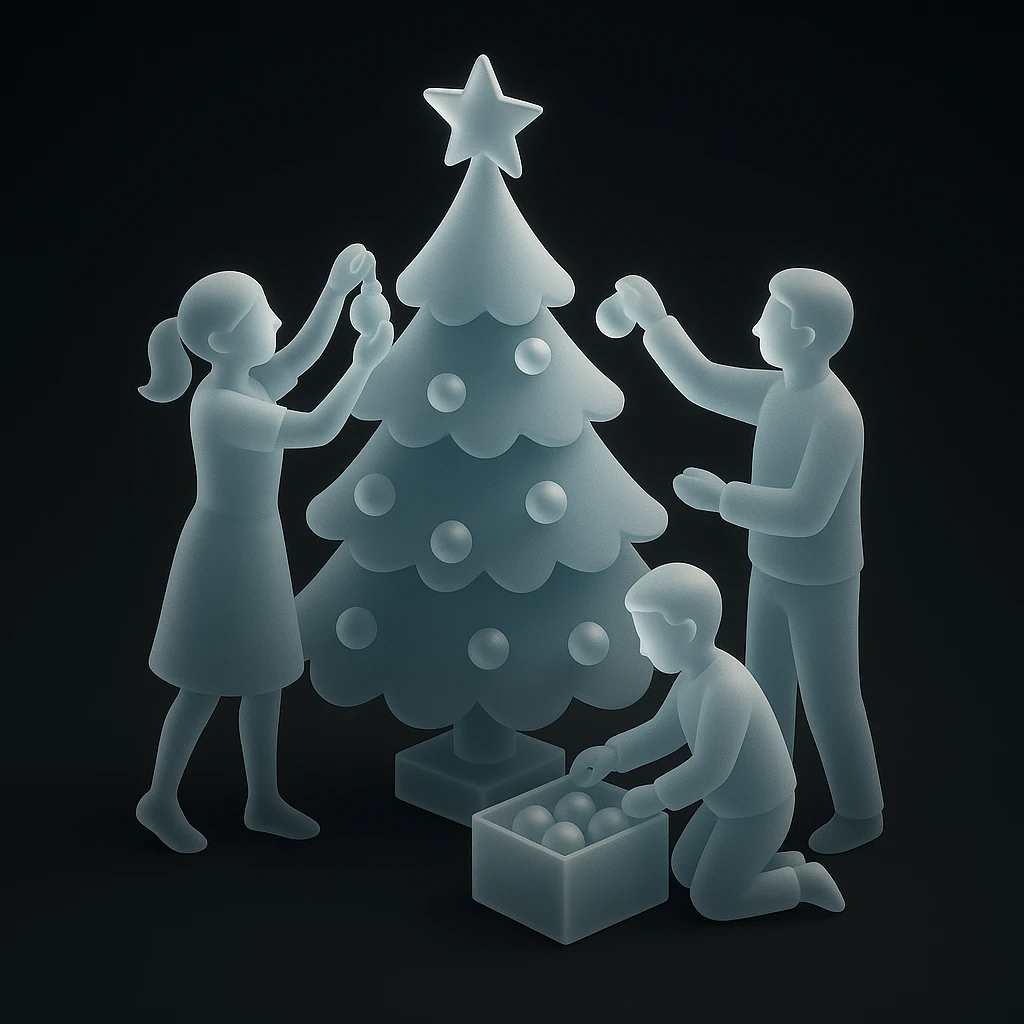 people decorating a Christmas tree emoji