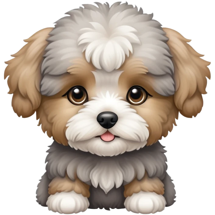 Grey  cute maltipoo puppy emoji