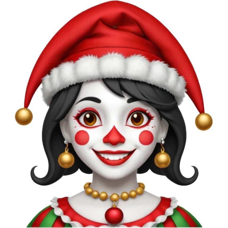 Jester female, black and white emoji