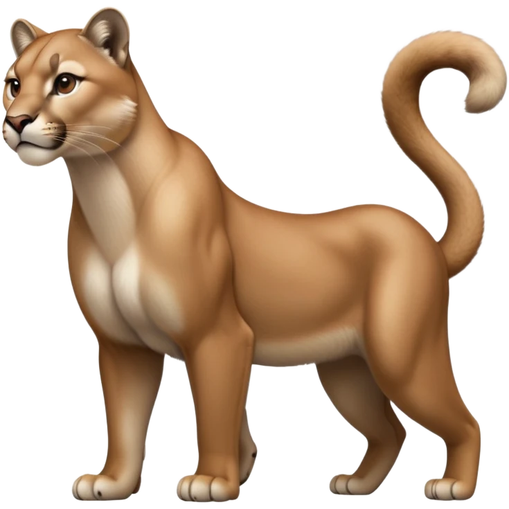 cinematic-[mountain lion]-realistic-full-body-standing-emoji,-muscular-frame-poised-with-grace,-tail-curved-slightly,-head-tilted-dramatically,-sleek-[tan]-fur,-simplified-yet-realistic-focused-features,-highly-detailed,-glowing-with-an-almost-sarcastic-glow emoji