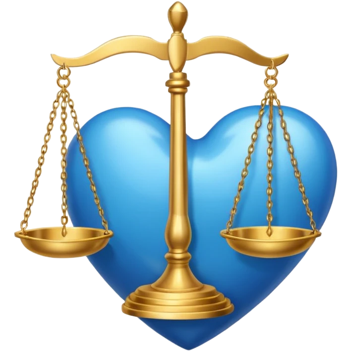 Blue heart with scales of justice emoji