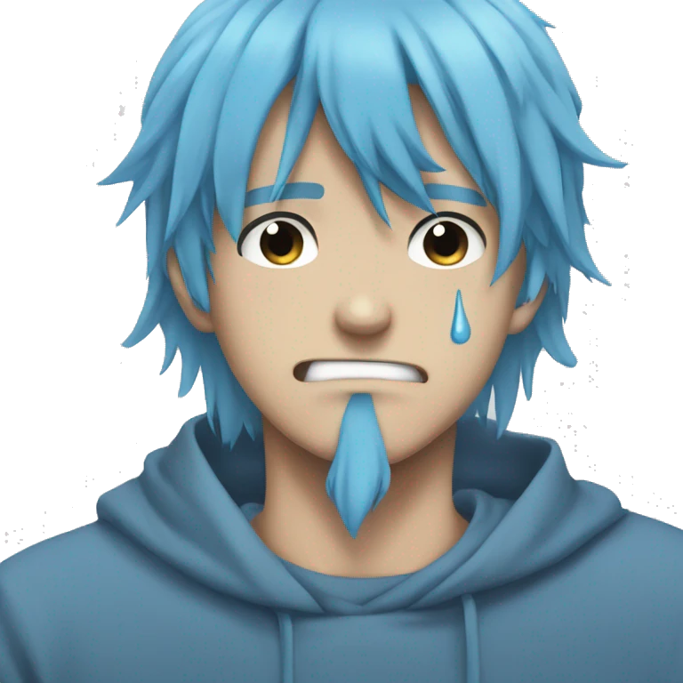 blue hair anime guy cry emoji