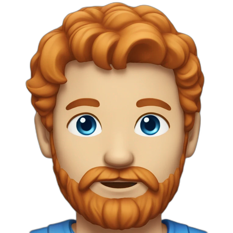 Red hair bearded male in his 30s with blue eyea emoji